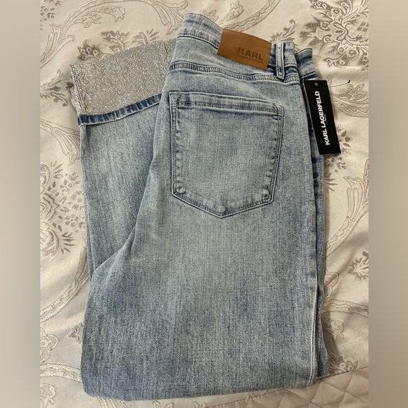 NWT Karl Lagerfeld Light Blue Jeans with Silver Accents - Picture 2 of 4